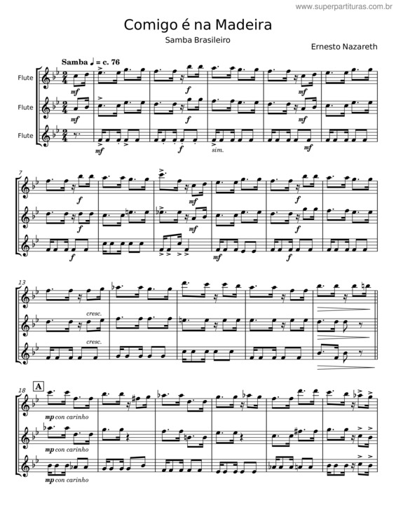 Partitura da música Comigo É Na Madeira  – Ernesto Nazareth v.2