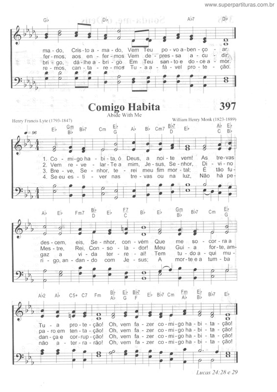 Partitura da música Comigo Habita