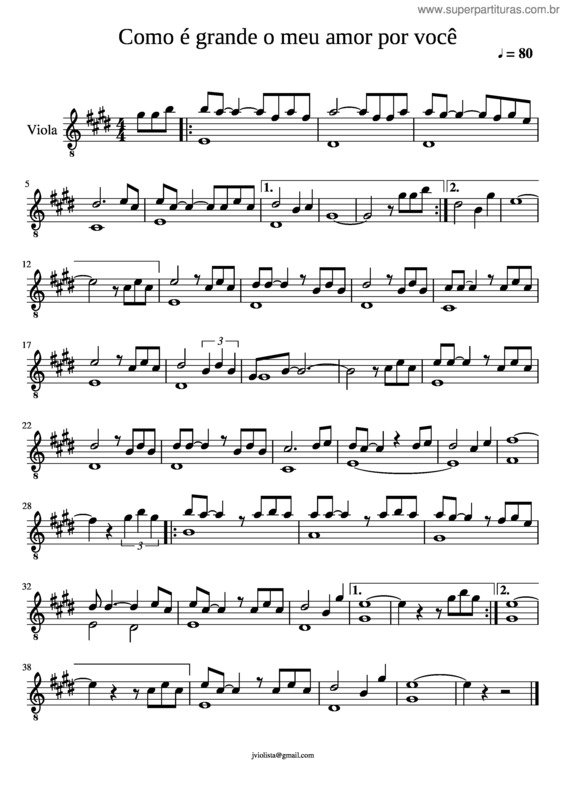 Partitura da música Como  Grande O Meu Amor Por Voc