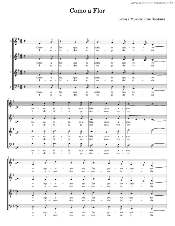 Partitura da música Como A Flor – José Santana