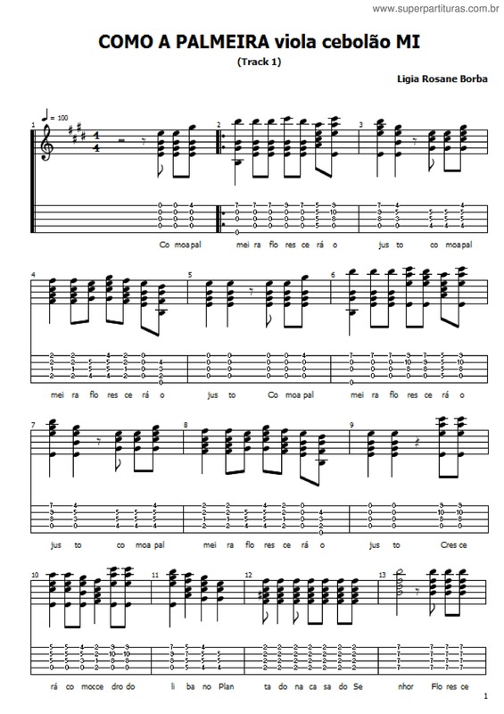 Partitura da música Como a Palmeira