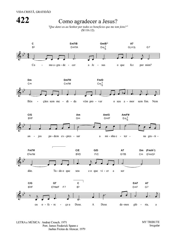 Partitura da música Como Agradecer A Jesus