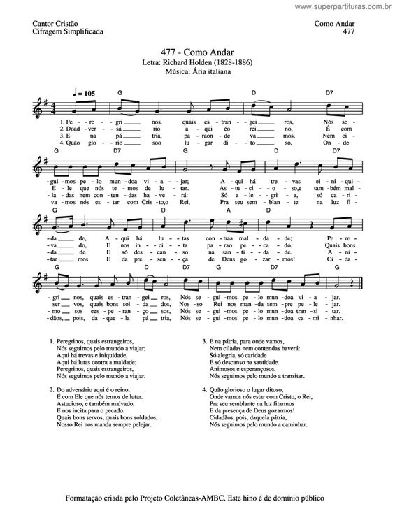 Partitura da música Como Andar