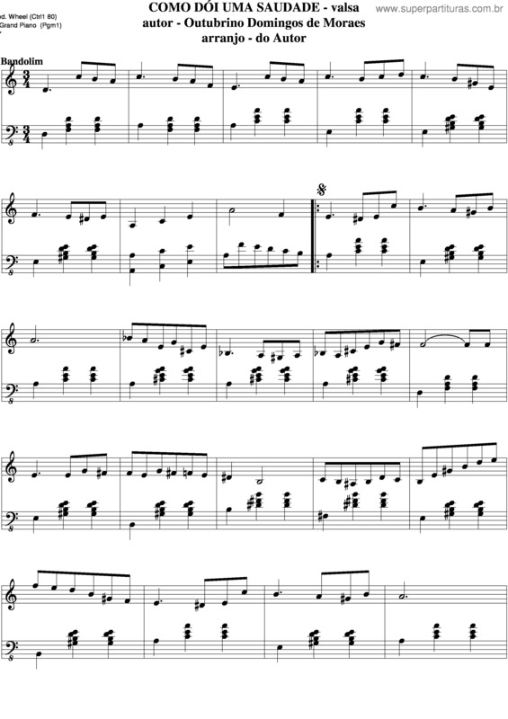 Partitura da música Como Dói Uma Saudade v.3