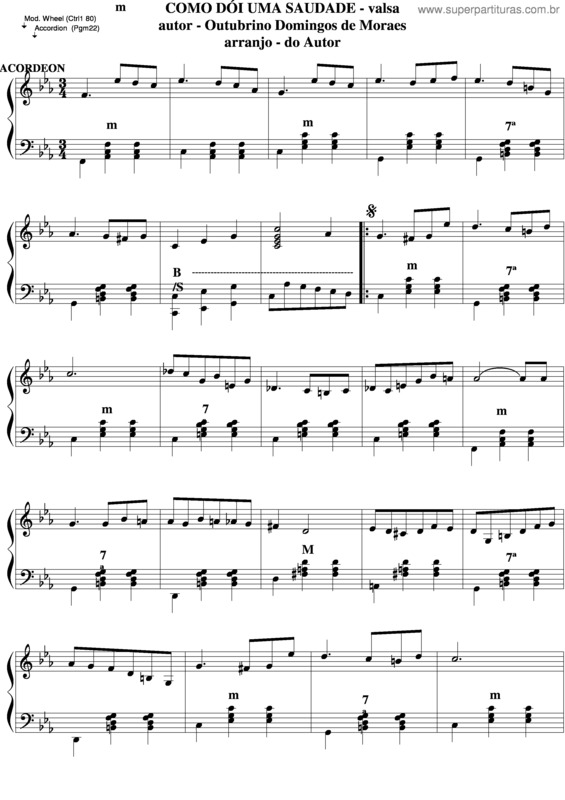 Partitura da música Como Dói Uma Saudade