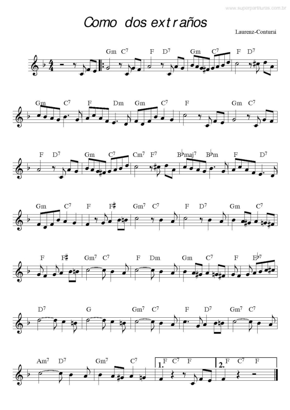 Partitura da música Como Dos Estraños