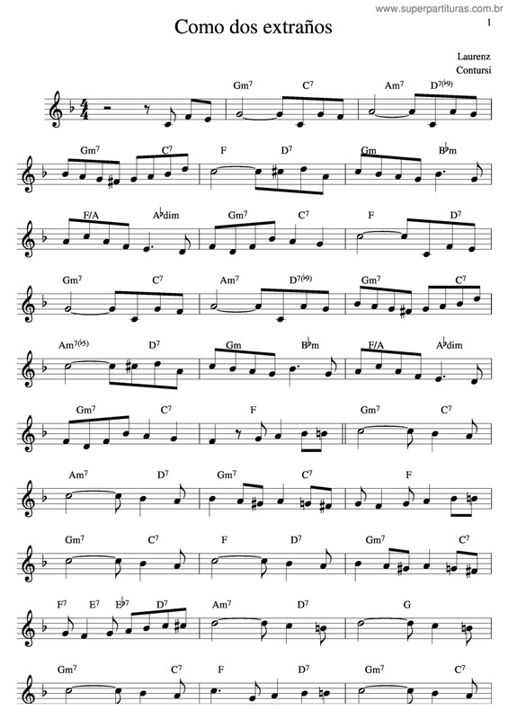 Partitura da música Como Dos Extraños