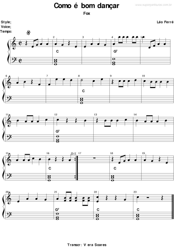 Partitura da música Como é Bom Dançar