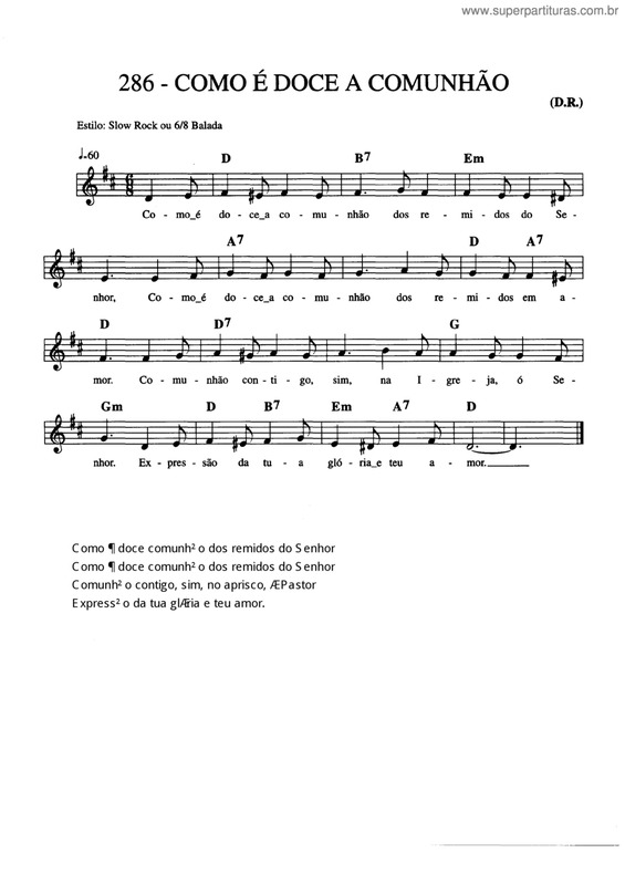 Partitura da música Como É Doce A Comunhão v.2