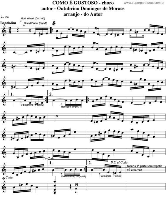 Partitura da música Como É Gostoso v.4