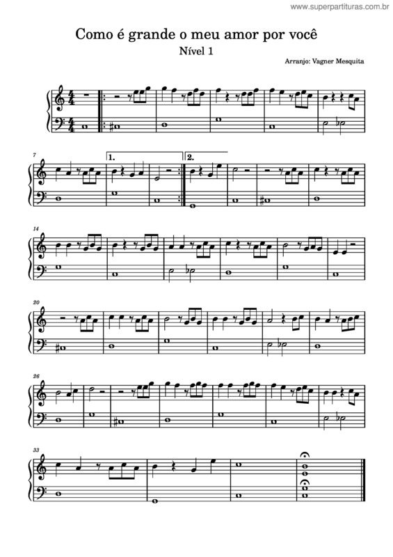 Partitura da música Como É Grande O Meu Amor Por Você – Roberto E Erasmo Carlos