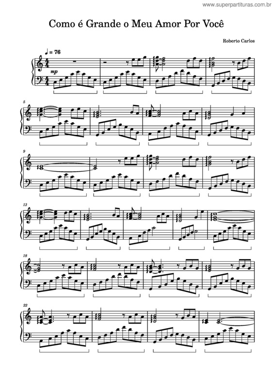 Partitura da música Como É Grande O Meu Amor Por Você v.19