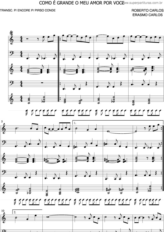 Partitura da música Como É Grande O Meu Amor Por Você v.5