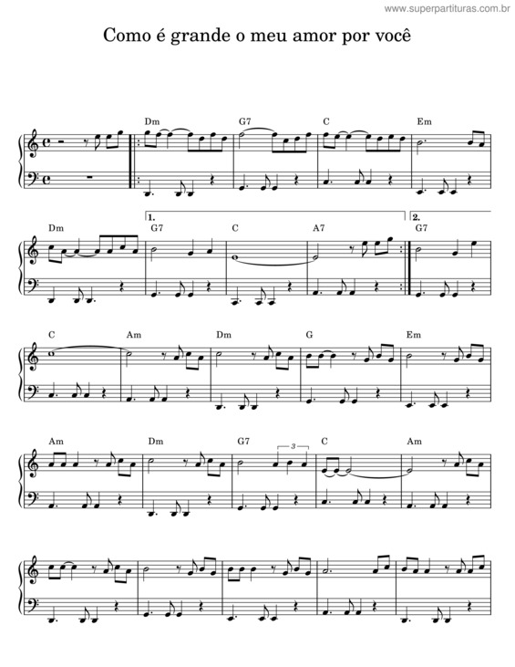 Partitura da música Como É Grande O Meu Amor Por Você v.61