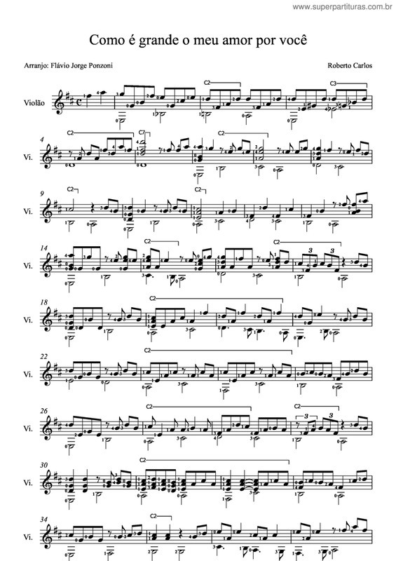 Partitura da música Como É Grande O Meu Amor Por Você v.7