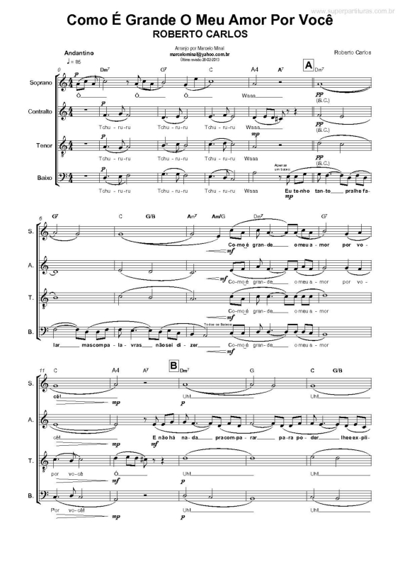 Partitura da música Como É Grande o Meu Amor por Você