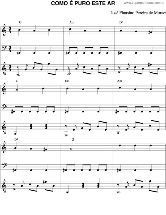 Partitura da música Como É Puro Este Ar