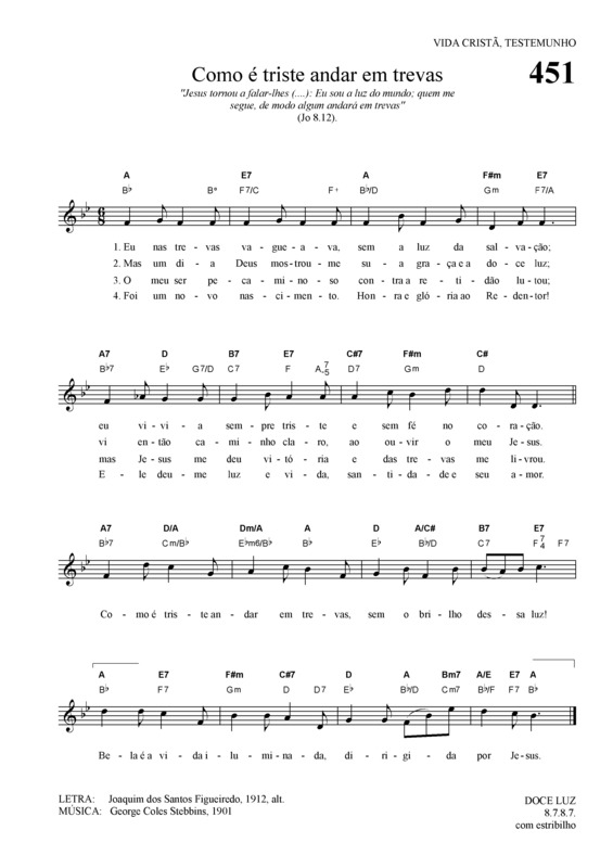 Partitura da música Como é Triste Andar Em Trevas