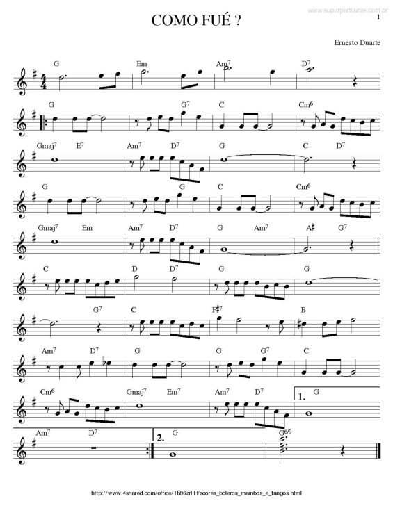 Partitura da música Como Fué