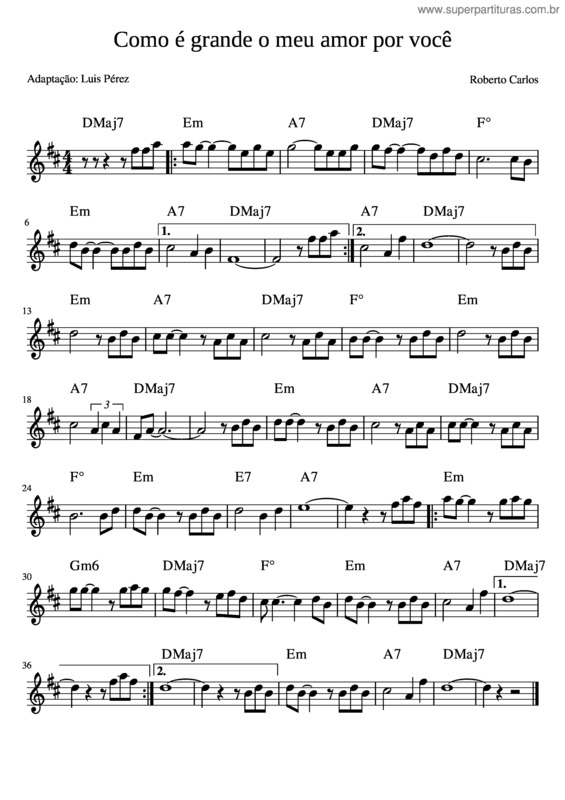 Partitura da música Como Grande O Meu Amor Luisperez
