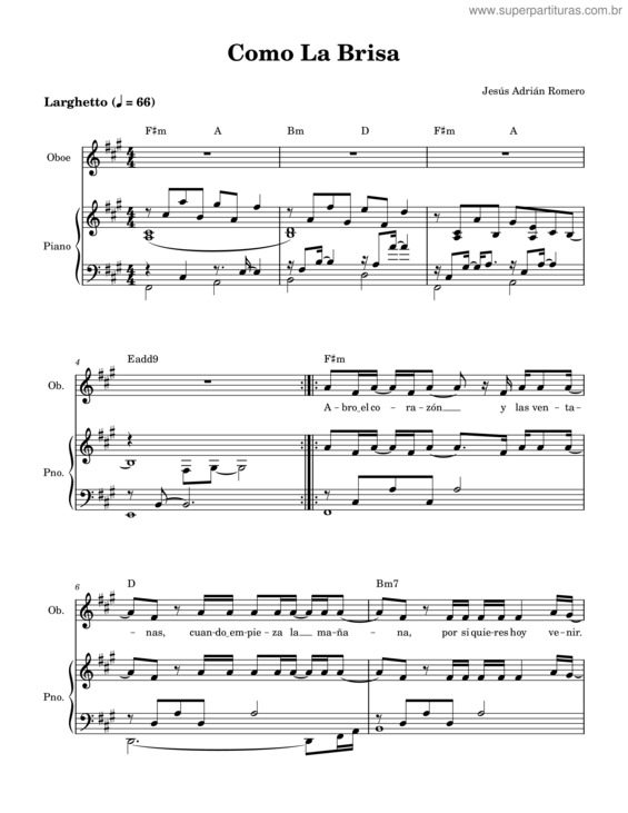 Partitura da música Como La Brisa – Jesús Adrián Romero