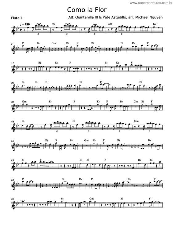 Partitura da música Como La Flor – Selena