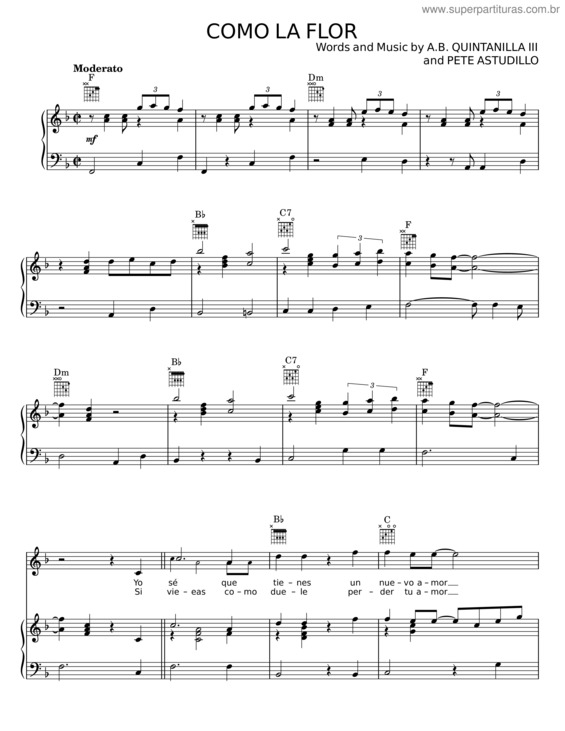 Partitura da música Como La Flor v.5