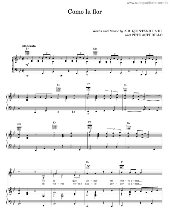 Partitura da música Como La Flor v.8