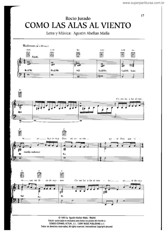 Partitura da música Como Las Alas Al Viento