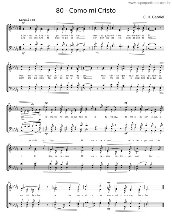 Partitura da música Como Mi Cristo – C. H. Gabriel