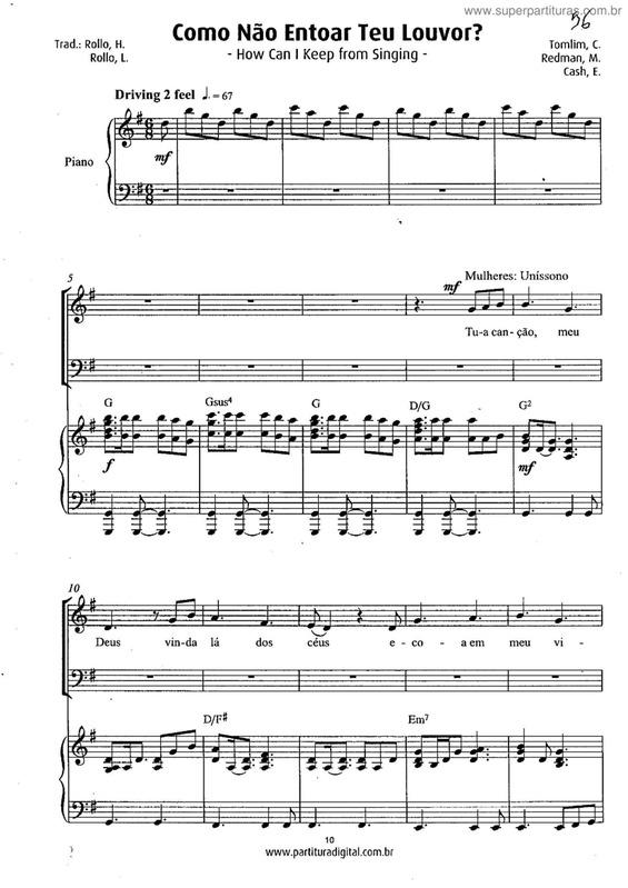 Partitura da música Como Não Entoar Teu Louvor?