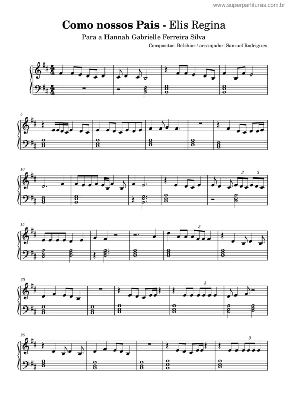 Partitura da música Como Nossos Pais – Samueltdr
