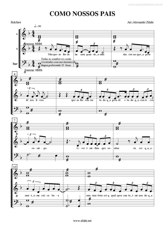 Partitura da música Como Nossos Pais v.3