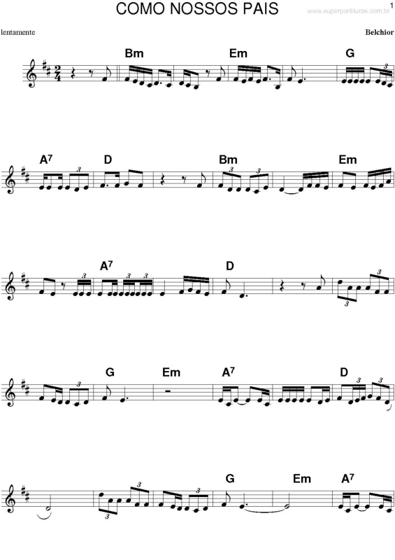 Partitura da música Como Nossos Pais