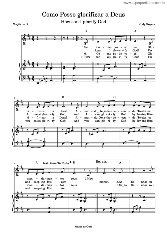 Partitura da música Como Posso Glorificar A Deus