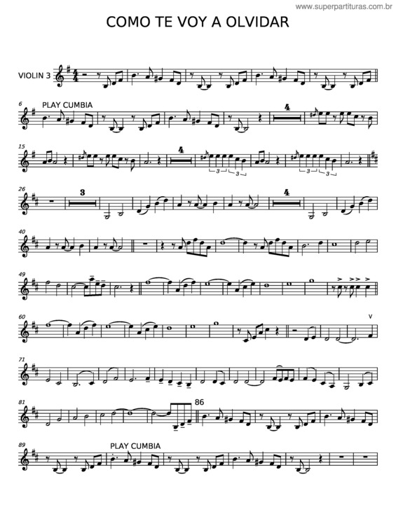 Partitura da música Como Te Voy A Olvidar – Los Angeles Azules v.3