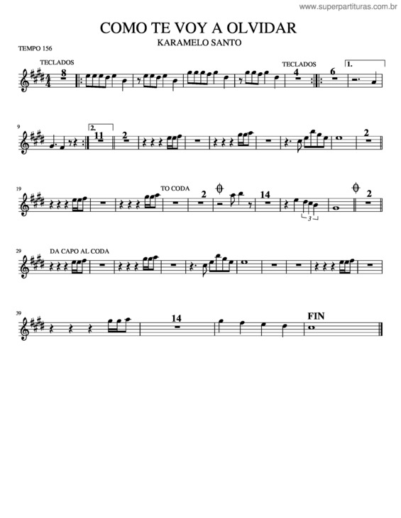 Partitura da música Como Te Voy A Olvidar – Los Angeles Azules