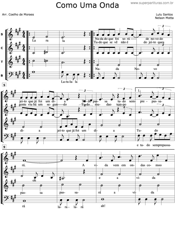 Partitura da música Como Uma Onda No Mar v.4