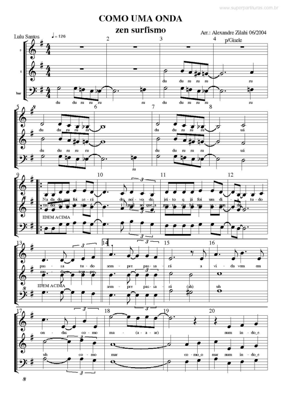 Partitura da música Como uma Onda v.3