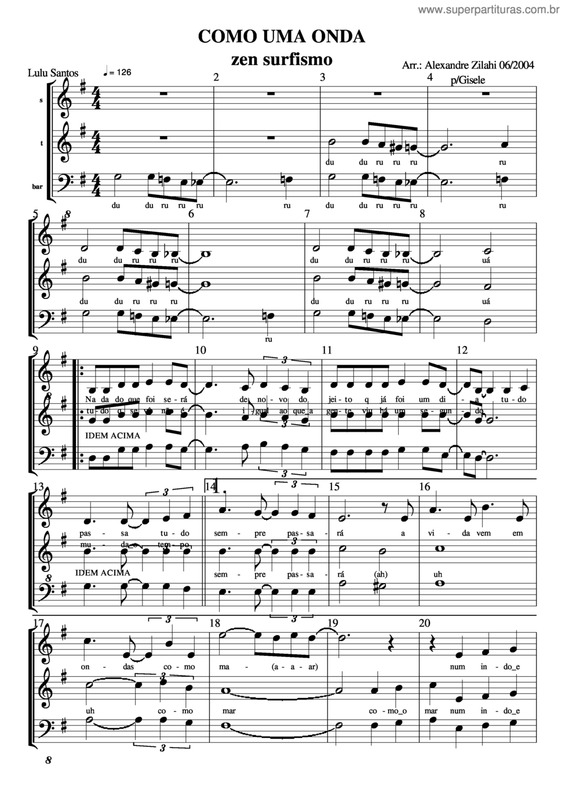 Partitura da música Como Uma Onda v.4