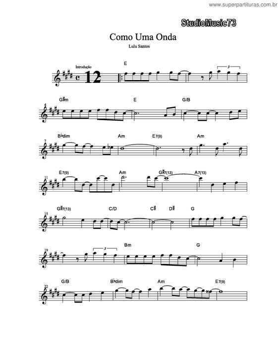 Partitura da música Como Uma Onda v.5