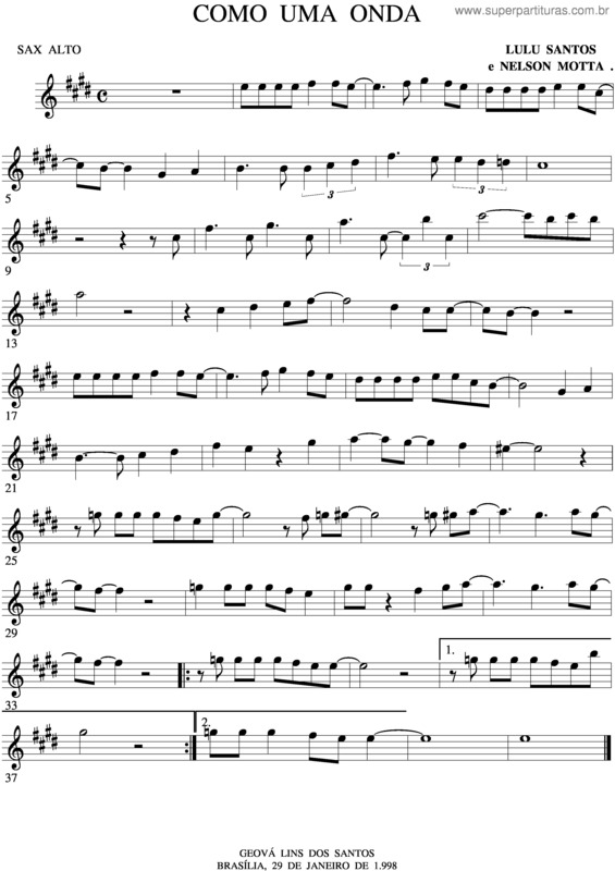 Partitura da música Como Uma Onda v.6