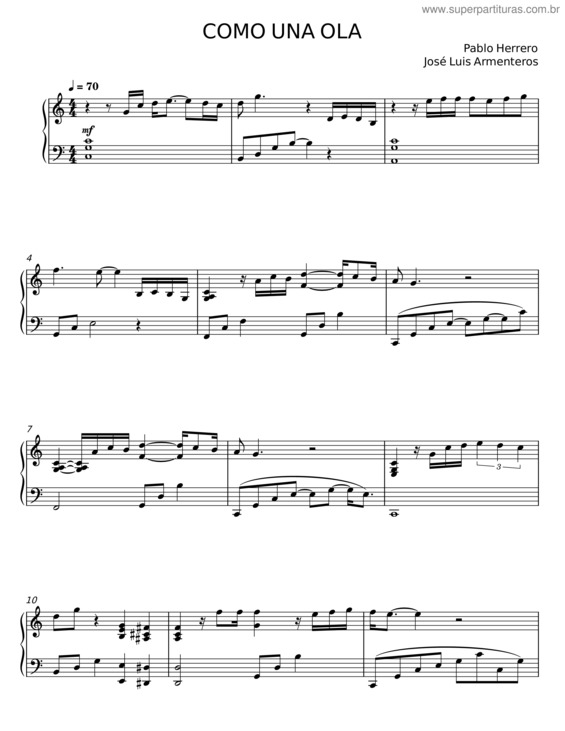 Partitura da música Como Una Ola – Pablo Herrero