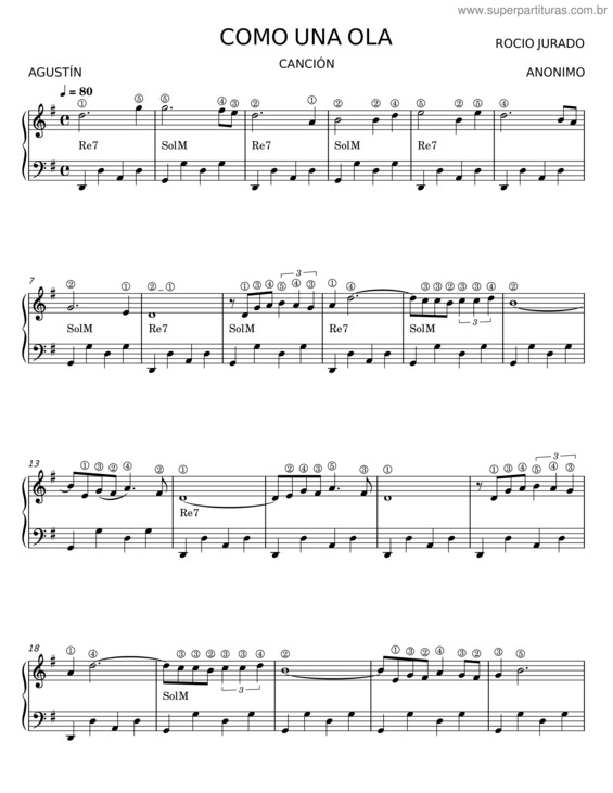 Partitura da música Como Una Ola v.2