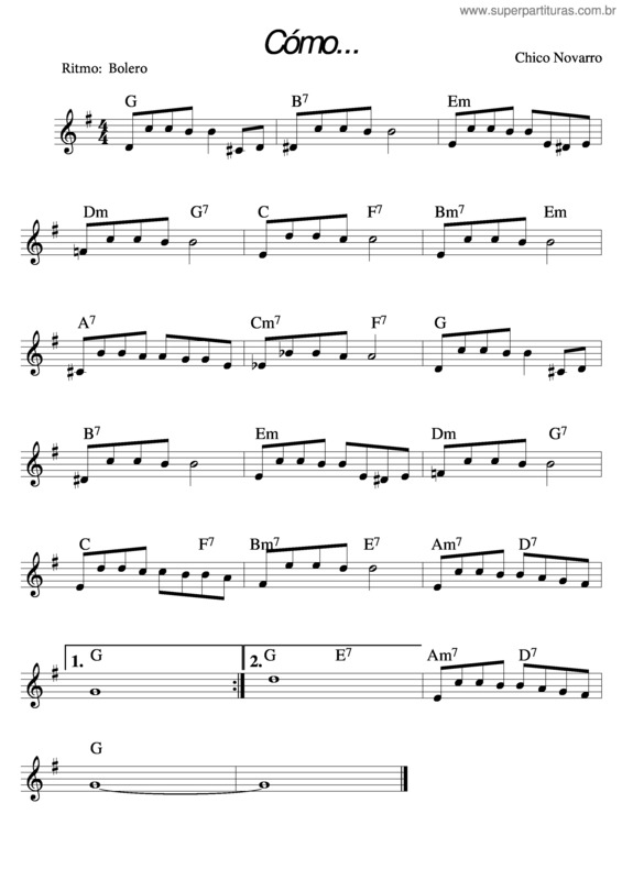 Partitura da música Como v.5