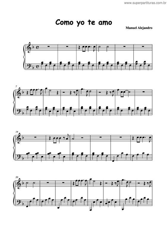 Partitura da música Como Yo Te Amo