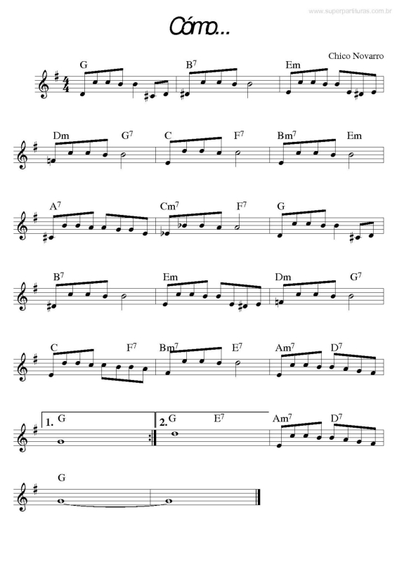 Partitura da música Cómo