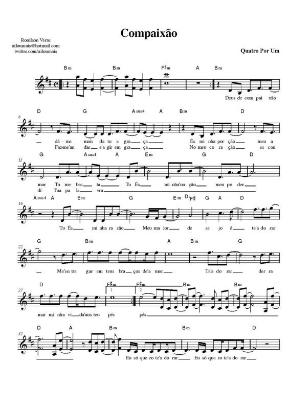 Partitura da música Compaixão