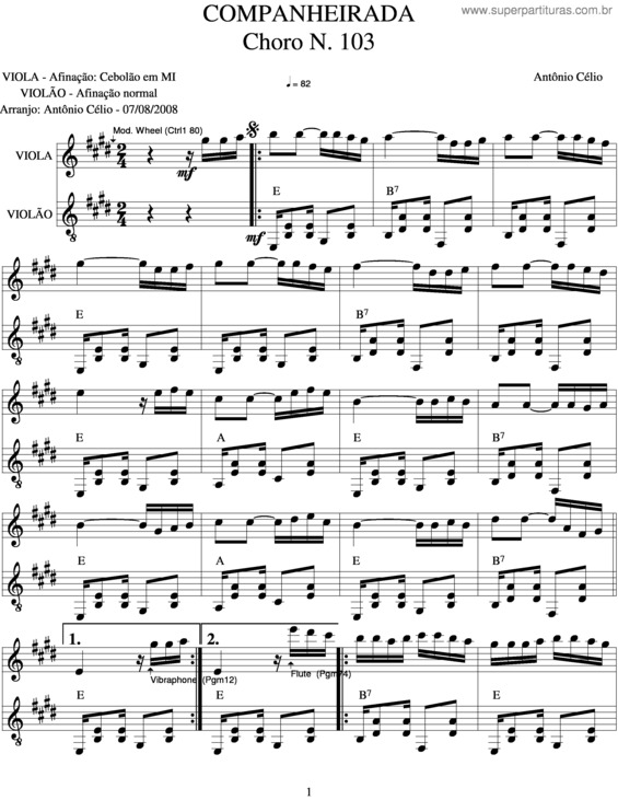 Partitura da música Companheirada