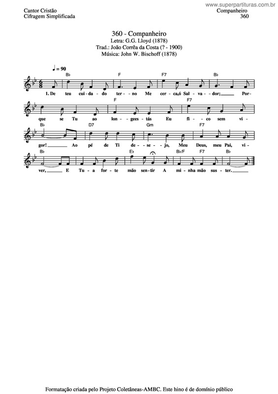 Partitura da música Companheiro v.2